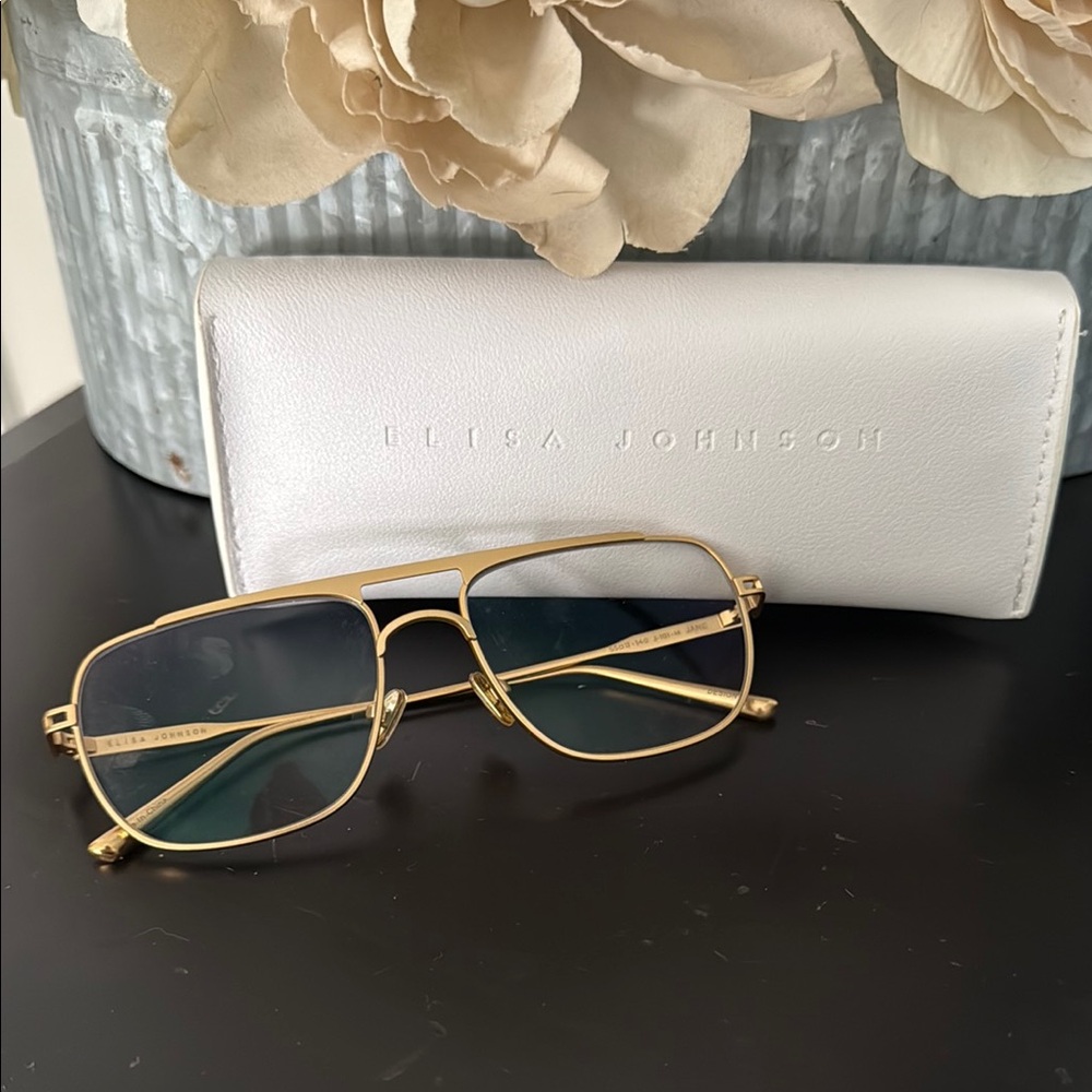Gold Rectangular Frame Glasses
